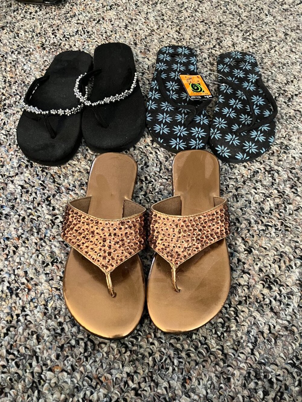 Three (3) Pairs of Women's Flip Flops Size Large